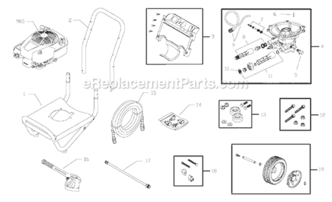 Page A Diagram and Parts List for 020401-0  Briggs and Stratton Pressure Washer